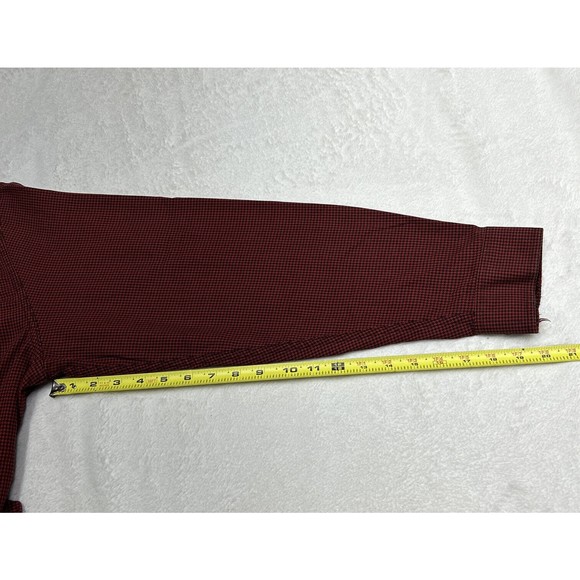 LL BEAN Flannel Button Down Shirt Mens Size Large L-REG Red & Black Houndstooth - Picture 11 of 12